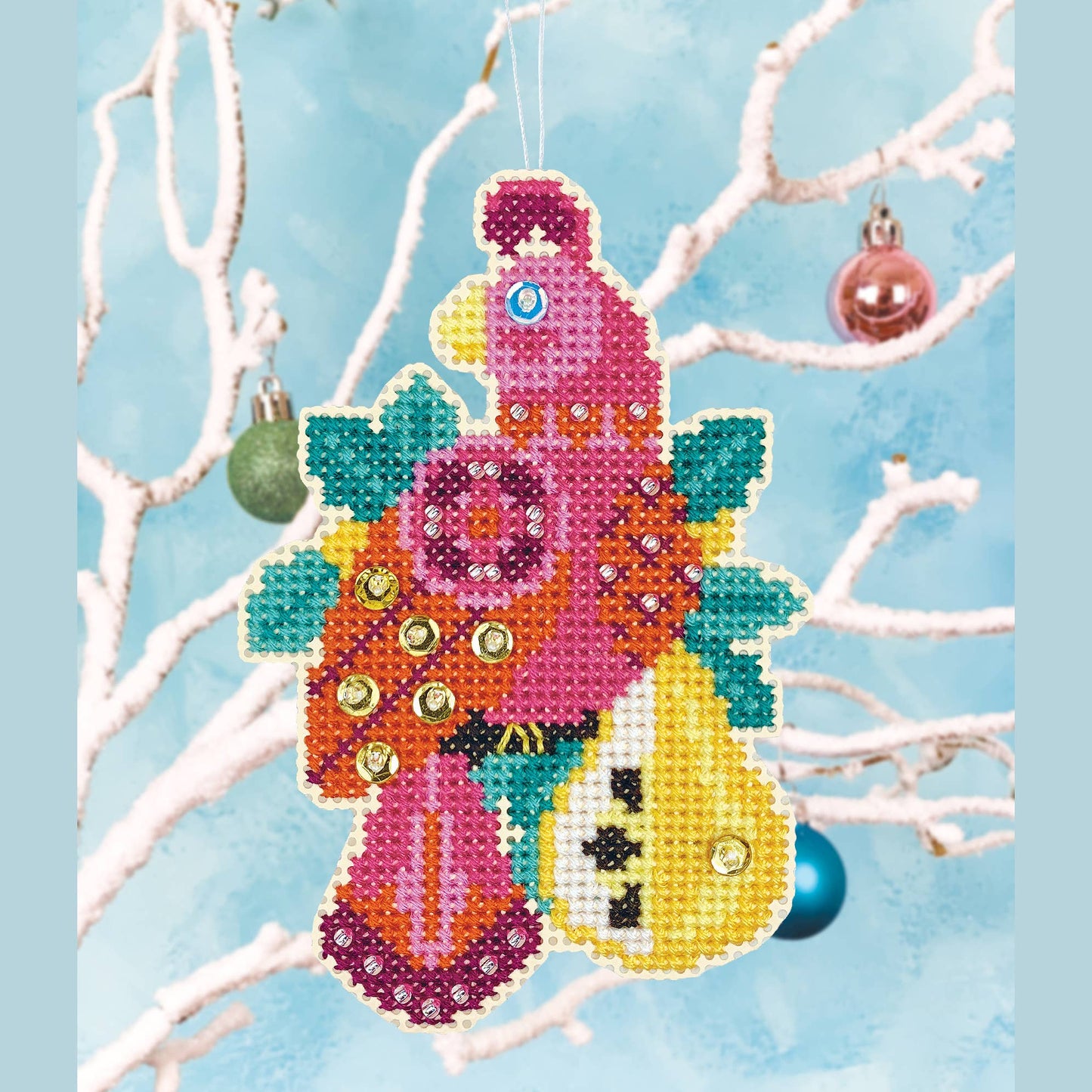 Christmas Cross Stitch - Partridge & Pear Ornament Kit