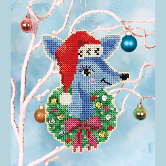 Christmas Cross Stitch - Deer Santa Ornament Kit